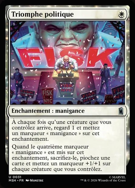 Triomphe politique, carte Magic MSH 31 — extension Marvel Super Heroes
