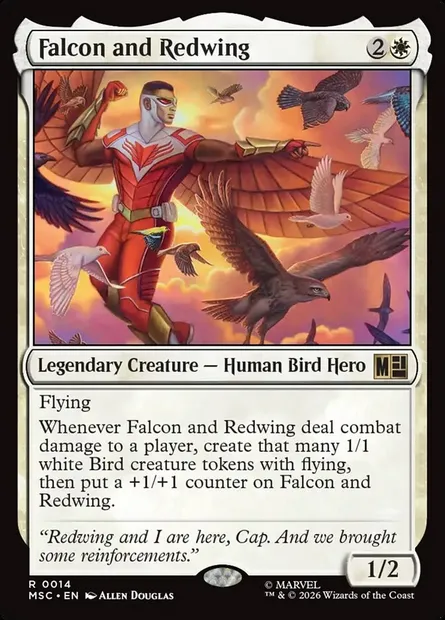 Falcon and Redwing, Magic card MSC 14 — Marvel Super Heroes Commander set