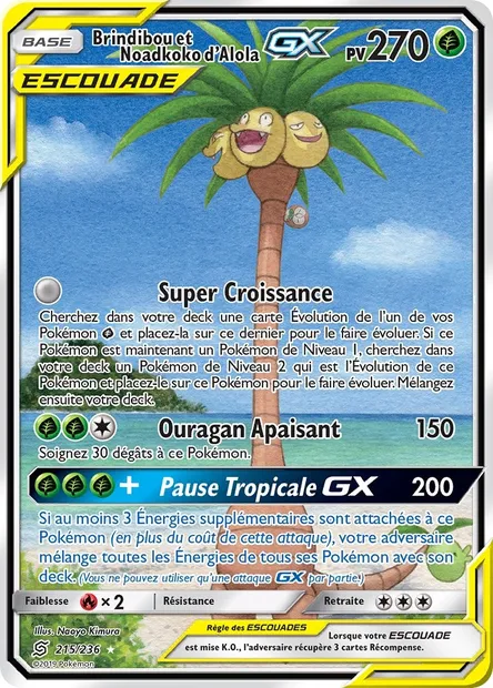 Brindibou et Noadkoko d’Alola GX, carte Pokémon UNM 215 — extension Harmonie des Esprits