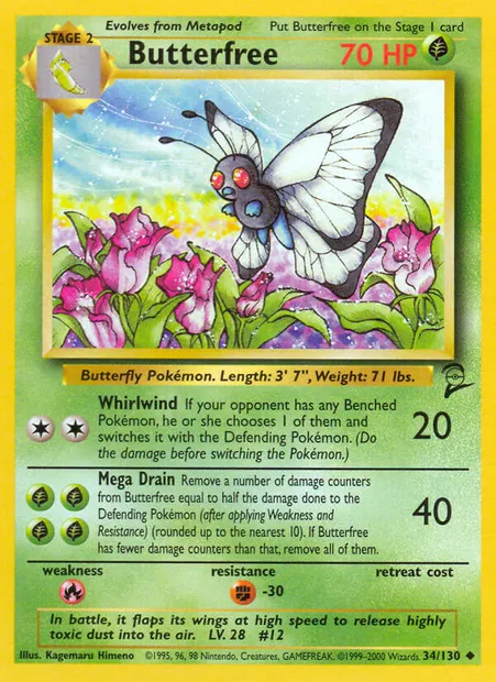 Butterfree, Pokémon card B2 34 — Base Set 2 set