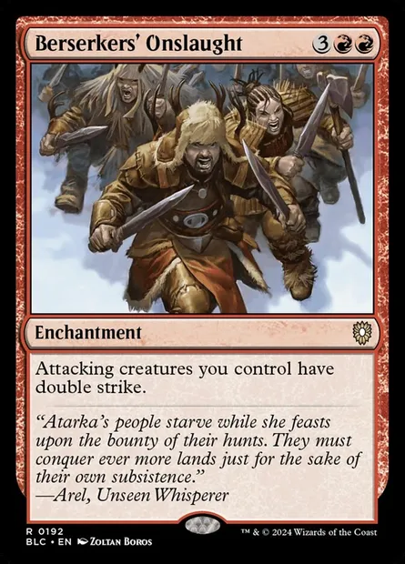 Berserkers' Onslaught, Magic card BLC 192 — Bloomburrow Commander set