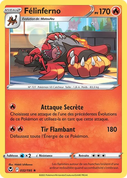 Félinferno, carte Pokémon SIT 032 — extension Tempête Argentée
