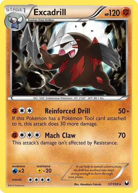 Excadrill, Pokémon card DEX 57 — Dark Explorers set