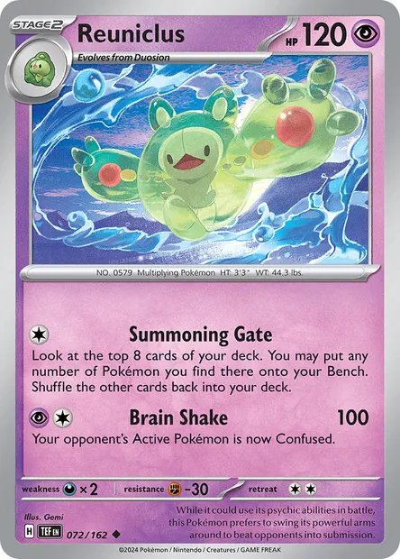 Reuniclus, Pokémon card TEF 072 — Temporal Forces set