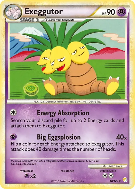 Exeggutor, Pokémon card HS 18 — HeartGold SoulSilver set