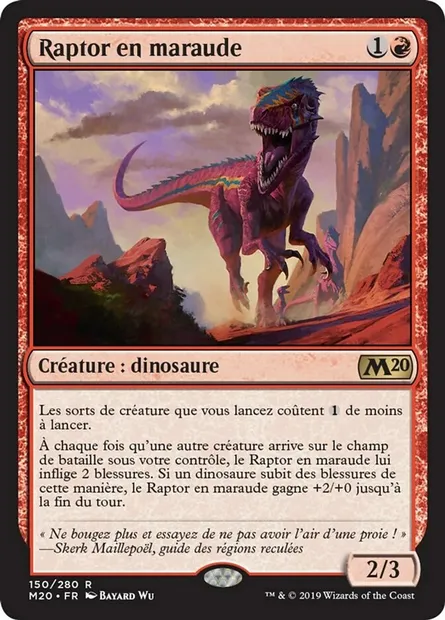 Raptor en maraude, carte Magic M20 150 — extension Core Set 2020