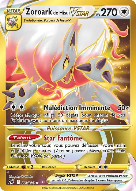 Zoroark de Hisui VSTAR, carte Pokémon LOR 213 — extension Origine Perdue