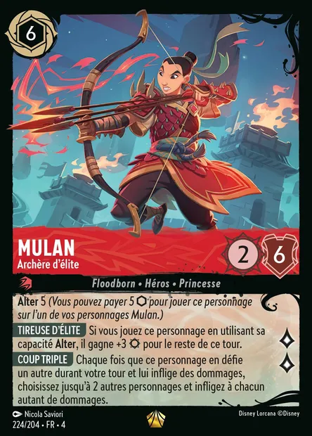 Mulan - Archère d'élite, carte Disney Lorcana CH4-224 — extension Le Retour d'Ursula