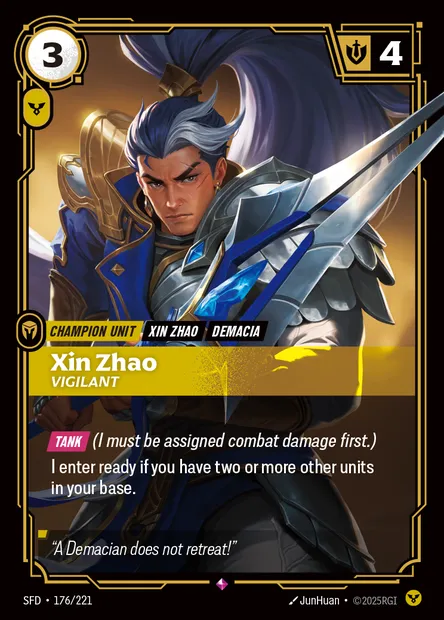 Xin Zhao, carte Riftbound SFD 176 — extension Spiritforged