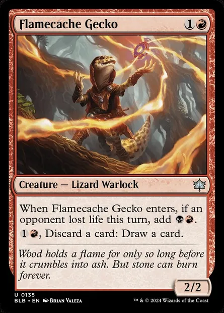 Flamecache Gecko, Magic card BLB 135 — Bloomburrow set