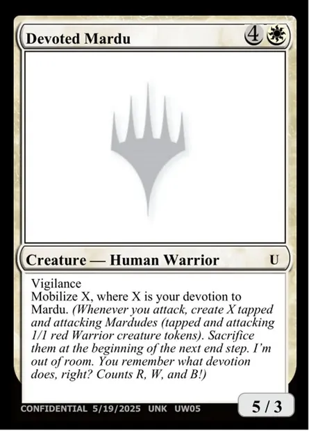 Devoted Mardu, carte Magic UNK UW05a — extension Unknown Event