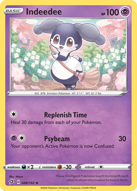 Indeedee, Pokémon card RCL 88 — Rebel Clash set