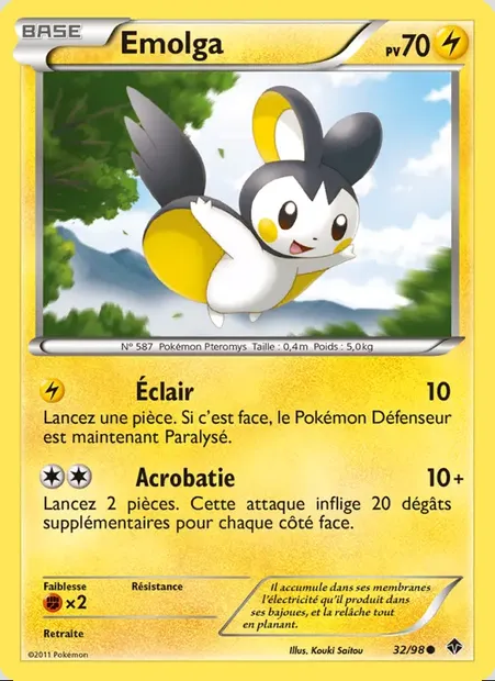 Emolga, carte Pokémon EPO 32 — extension Pouvoirs Émergents
