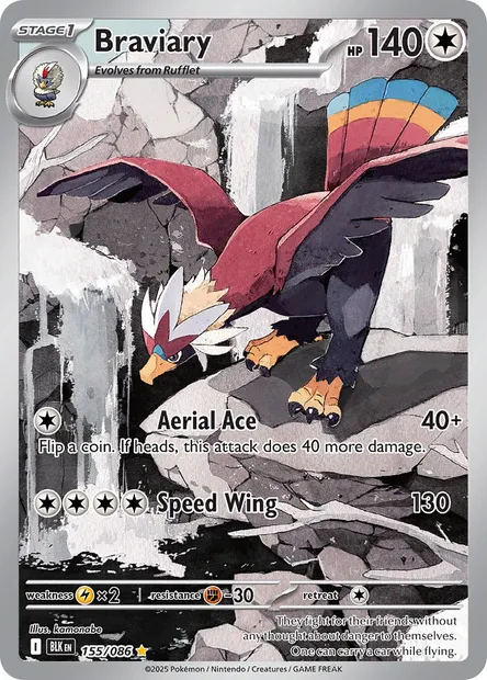 Braviary, Pokémon card BLK 155 — Black Bolt set