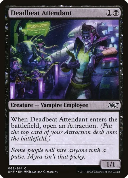 Deadbeat Attendant, Magic card UNF 69 — Unfinity set