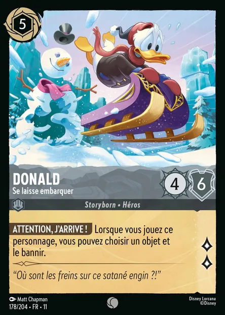 Donald - Se laisse embarquer, carte Disney Lorcana CH11-178 — extension Givresort