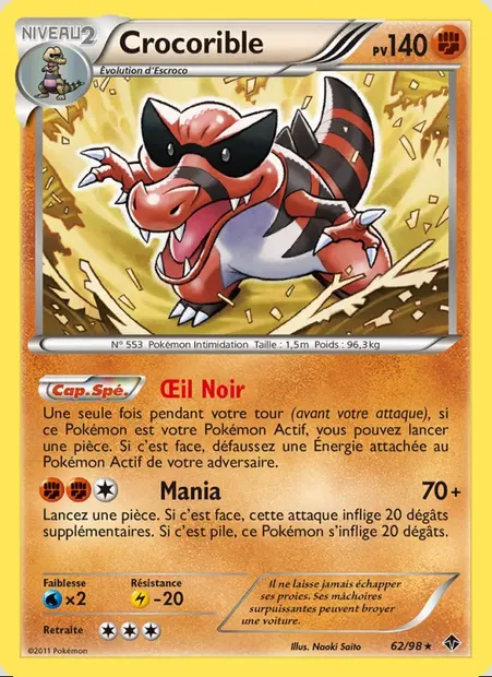 Crocorible, carte Pokémon EPO 62 — extension Pouvoirs Émergents