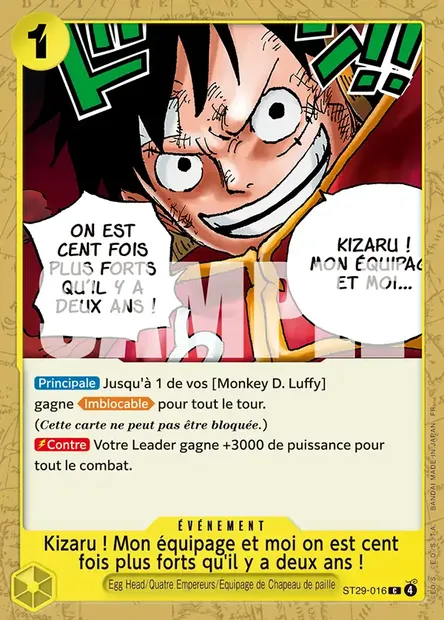 Kizaru ! Mon équipage et moi on est cent fois plus forts qu'il y a deux ans !, carte One Piece ST29-016 — extension EGG HEAD