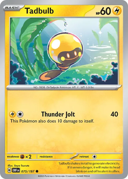 Tadbulb, Pokémon card OBF 075 — Obsidian Flames set