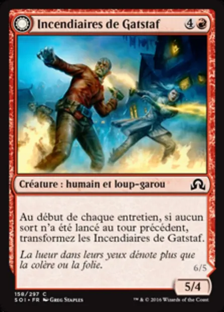 Incendiaires de Gatstaf // Dévastateurs de Gatstaf, carte Magic SOI 158 — extension Ténèbres sur Innistrad