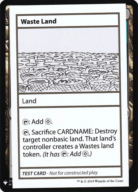 Waste Land, carte Magic CMB1 121 — extension Mystery Booster Playtest Cards 2019