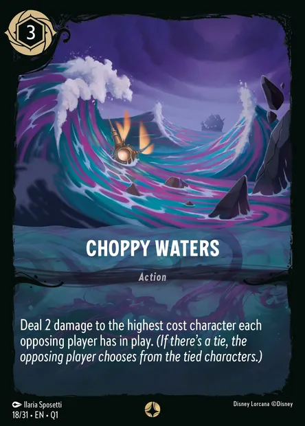 Choppy Waters, Disney Lorcana card Q1-018 — Illumineer's Quest: Deep Trouble set