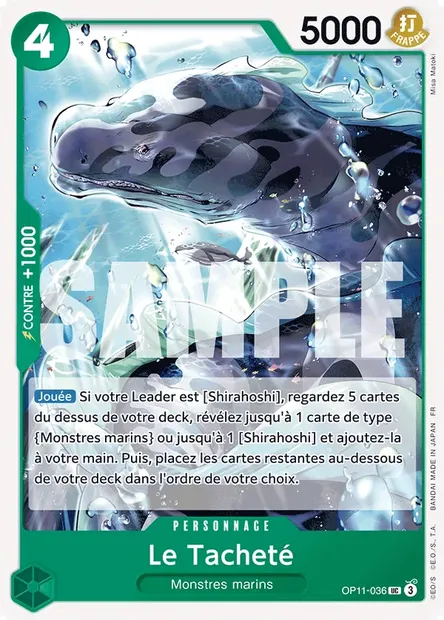 Le Tacheté, carte One Piece OP11-036 — extension DES POINGS VIFS COMME L'ÉCLAIR