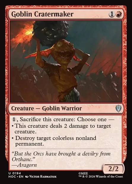 Goblin Cratermaker, Magic card HOC 194 — The Hobbit Eternal set