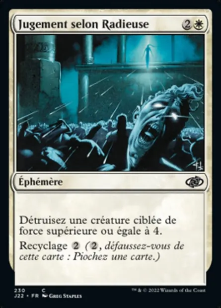 Jugement selon Radieuse, carte Magic J22 230 — extension Jumpstart 2022