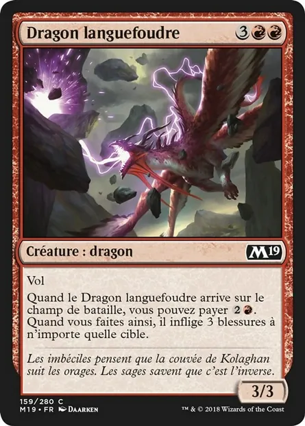 Dragon languefoudre, carte Magic M19 159 — extension Core Set 2019