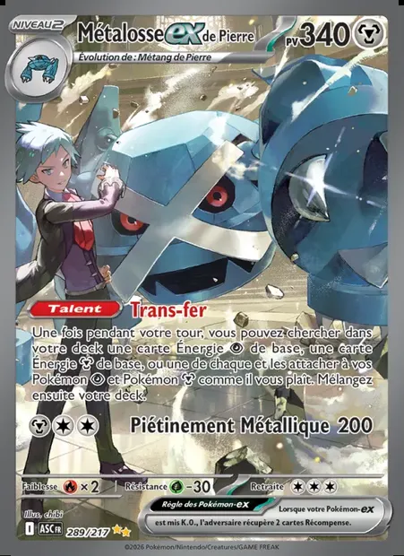 Métalosse-ex de Pierre, carte Pokémon ASC 289 — extension Héros Transcendants