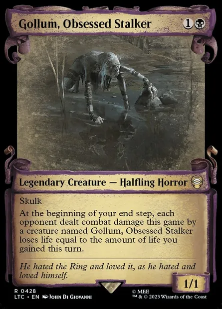 Gollum, Obsessed Stalker, Magic card LTC 428 — Tales of Middle-earth Commander set