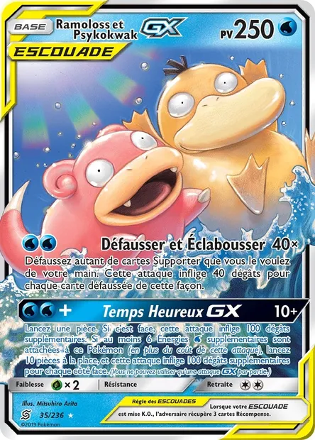 Ramoloss et Psykokwak GX, carte Pokémon UNM 35 — extension Harmonie des Esprits