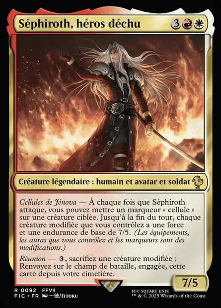 Séphiroth, héros déchu, carte Magic FIC 92 — extension Final Fantasy Commander