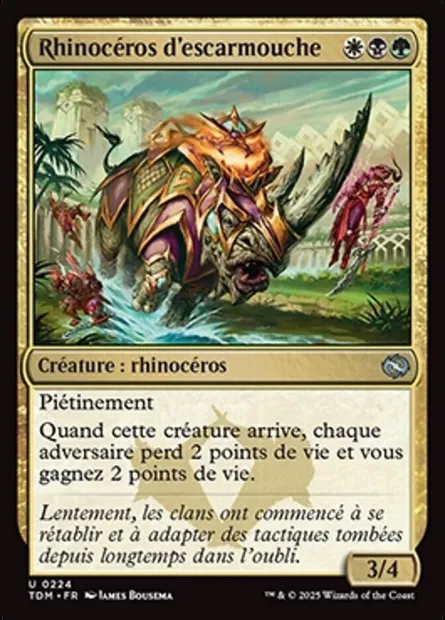 Rhinocéros d'escarmouche, carte Magic TDM 224 — extension Tarkir: Dragonstorm