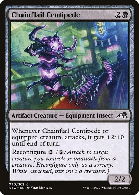 Chainflail Centipede, Magic card NEO 90 — Kamigawa: Neon Dynasty set