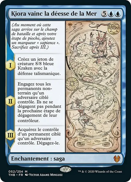 Kiora vainc la déesse de la Mer, carte Magic THB 52 — extension Theros Beyond Death
