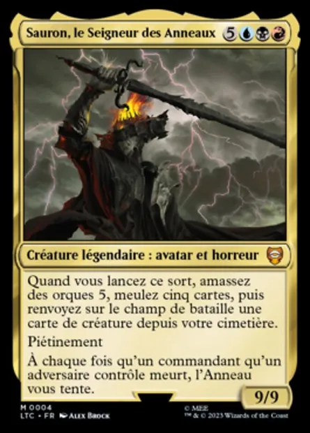 Sauron, le Seigneur des Anneaux, carte Magic LTC 4 — extension Tales of Middle-earth Commander