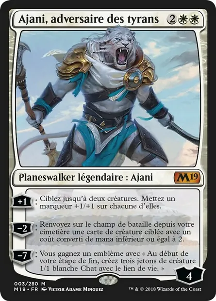 Ajani, adversaire des tyrans, carte Magic M19 3 — extension Core Set 2019