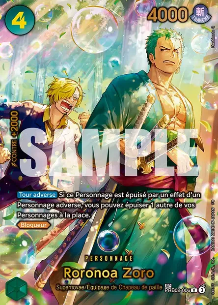 Roronoa Zoro, carte One Piece PRB02-006 — extension ONE PIECE CARD THE BEST VOL.2