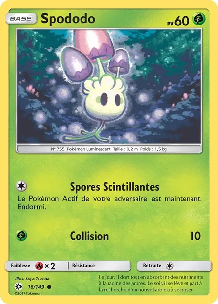 Spododo, carte Pokémon SUM 16 — extension Soleil et Lune
