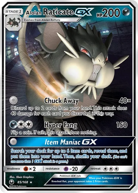 Alolan Raticate GX, Pokémon card CES 85 — Celestial Storm set