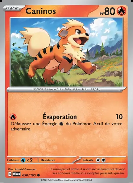 Caninos, carte Pokémon MEW 058 — extension 151