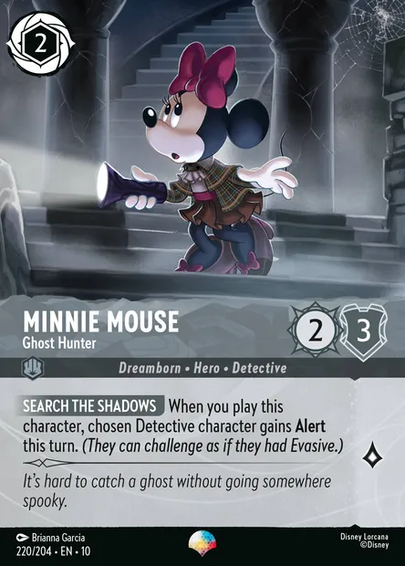 Minnie Mouse - Ghost Hunter, Disney Lorcana card CH10-220 — Whispers in the Well set