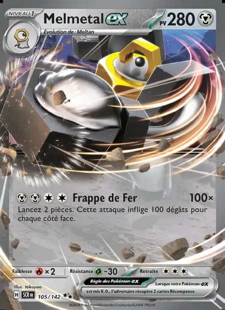 Melmetal-ex, carte Pokémon SCR 105 — extension Couronne Stellaire