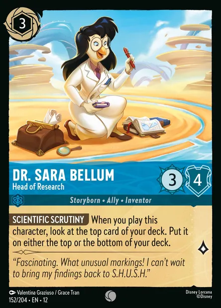 Dr. Sara Bellum - Head of Research, Disney Lorcana card CH12-152 — Wilds Unknown set