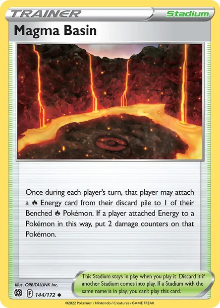 Magma Basin, Pokémon card BRS 144 — Brilliant Stars set