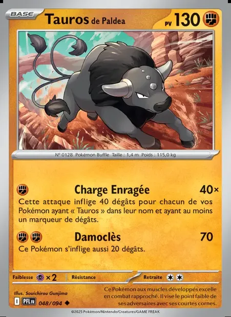 Tauros de Paldea, carte Pokémon PFL 048 — extension Flammes Fantasmagoriques