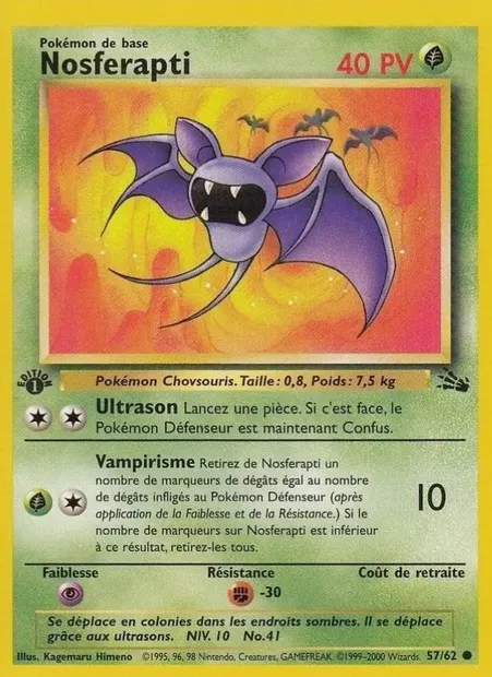 Nosferapti, carte Pokémon FO 57 — extension Fossile