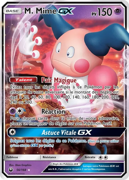 M. Mime GX, carte Pokémon CES 56 — extension Tempête Céleste